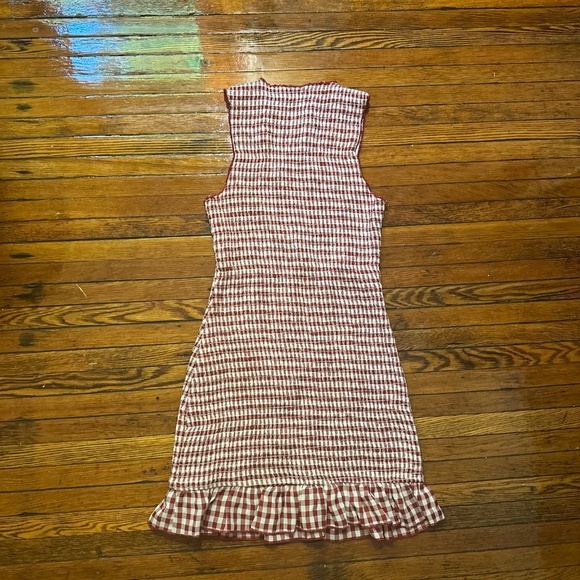 NWOT Isalis Red Katz Gingham Mini Smocked Tank Dress - Picture 2 of 3